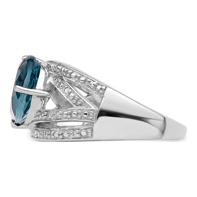 Sterling Silver London Blue Topaz & Diamond Ring – view 4