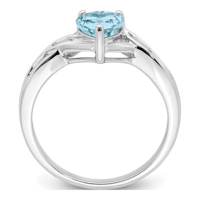 Sterling Silver Swiss Blue Topaz & Diamond Heart Ring – view 3
