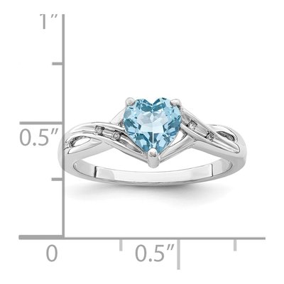 Sterling Silver Swiss Blue Topaz & Diamond Heart Ring – view 4