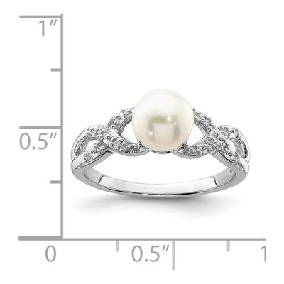 Sterling Silver Freshwater Cultured Pearl & Diamond Ring – view 4