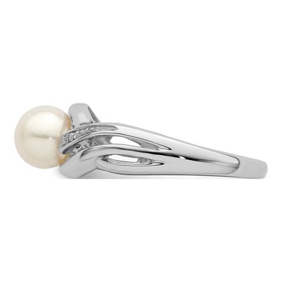 Sterling Silver Freshwater Cultured Pearl & Diamond Ring – view 3