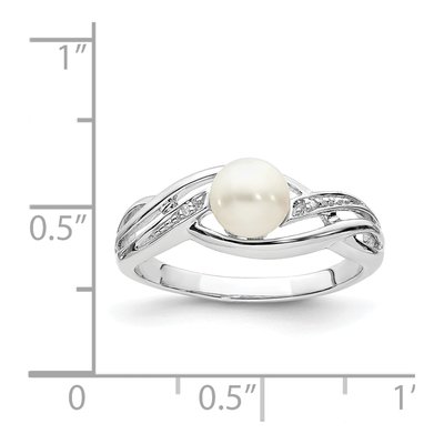 Sterling Silver Freshwater Cultured Pearl & Diamond Ring – view 4