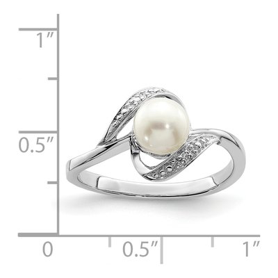Sterling Silver Freshwater Cultured Pearl & Diamond Ring – view 4