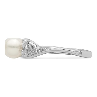 Sterling Silver Freshwater Cultured Pearl & Diamond Ring – view 3