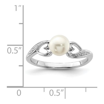 Sterling Silver Freshwater Cultured Pearl & Diamond Ring – view 4