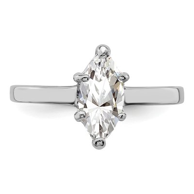 Sterling Silver CZ Marquise Solitaire Engagement Ring – view 6