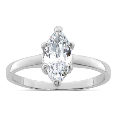 Sterling Silver CZ Marquise Solitaire Engagement Ring