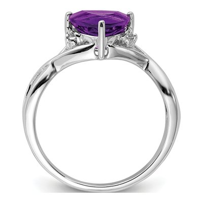 Sterling Silver Amethyst & White Topaz Trillion Ring – view 3