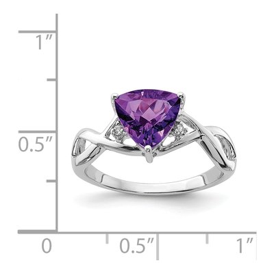 Sterling Silver Amethyst & White Topaz Trillion Ring – view 4