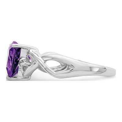 Sterling Silver Amethyst & White Topaz Trillion Ring – view 5