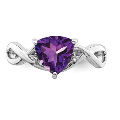 Sterling Silver Amethyst & White Topaz Trillion Ring – view 6