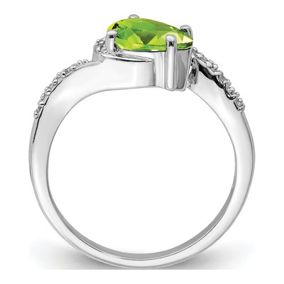 Sterling Silver 1/20 ct tw Peridot & Diamond Oval Ring – view 3