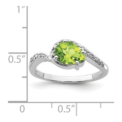 Sterling Silver 1/20 ct tw Peridot & Diamond Oval Ring – view 4