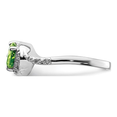 Sterling Silver 1/20 ct tw Peridot & Diamond Oval Ring – view 5