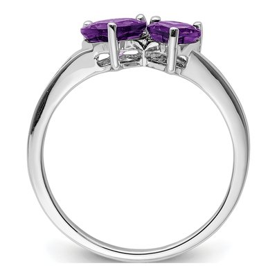 Sterling Silver Amethyst & Diamond Heart Ring – view 3