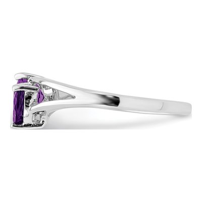 Sterling Silver Amethyst & Diamond Heart Ring – view 5