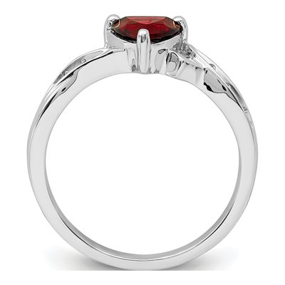 Sterling Silver Garnet & Diamond Heart Ring – view 3