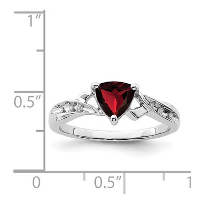 Sterling Silver Garnet & Diamond Heart Ring – view 4
