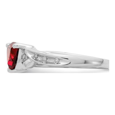 Sterling Silver Garnet & Diamond Heart Ring – view 5
