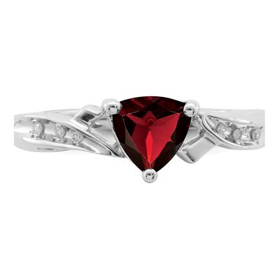 Sterling Silver Garnet & Diamond Heart Ring – view 6