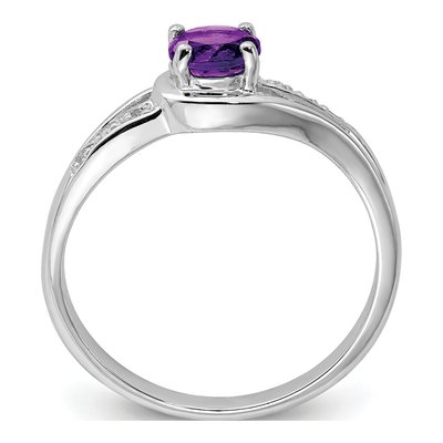 Sterling Silver Amethyst & Diamond Round Ring – view 3