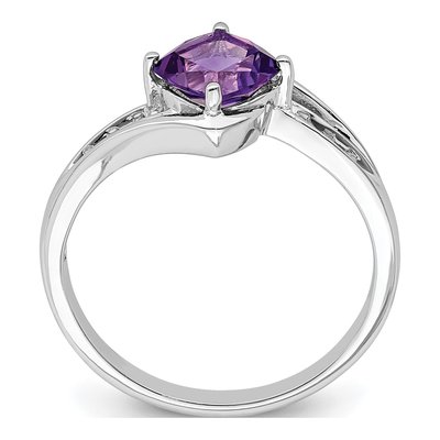 Sterling Silver Amethyst & Diamond Square Ring – view 3