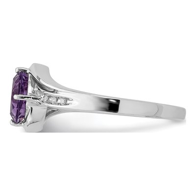 Sterling Silver Amethyst & Diamond Square Ring – view 5