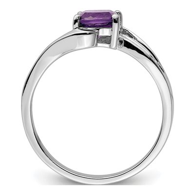 Sterling Silver Amethyst & Diamond Square Ring – view 3