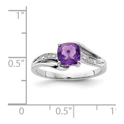 Sterling Silver Amethyst & Diamond Square Ring – view 5