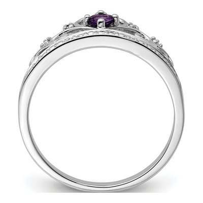Sterling Silver Amethyst & Diamond Ring – view 3