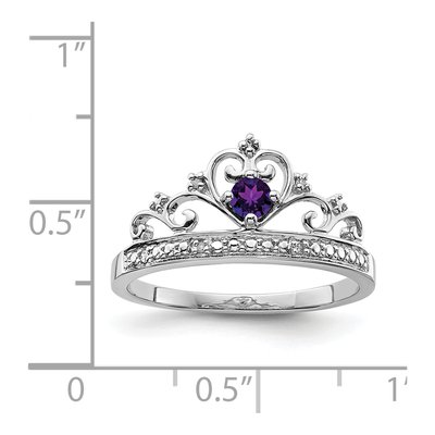 Sterling Silver Amethyst & Diamond Ring – view 4