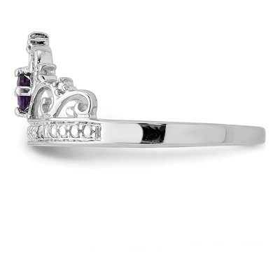 Sterling Silver Amethyst & Diamond Ring – view 5