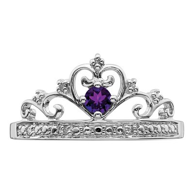 Sterling Silver Amethyst & Diamond Ring – view 6