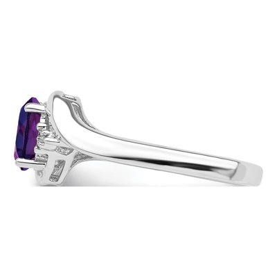 Sterling Silver Amethyst & Diamond Oval Ring – view 4