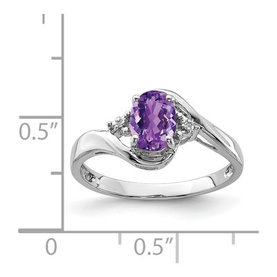 Sterling Silver Amethyst & Diamond Oval Ring – view 5