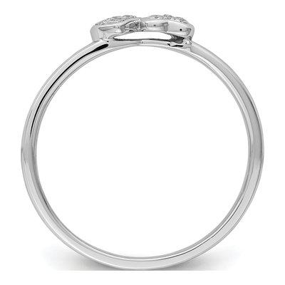 Sterling Silver Diamond Double Heart Stackable Ring – view 3
