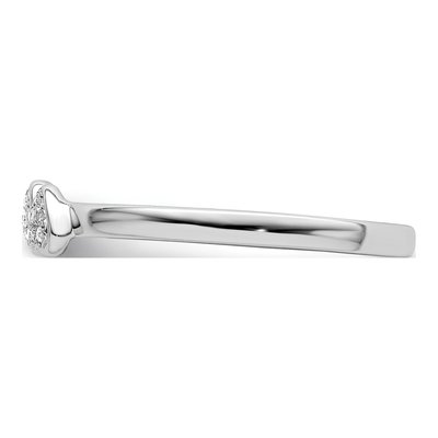 Sterling Silver Diamond Double Heart Stackable Ring – view 4