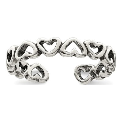 Sterling Silver Antiqued Heart Toe Ring