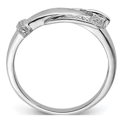 Sterling Silver Diamond Buckle Ring – view 3