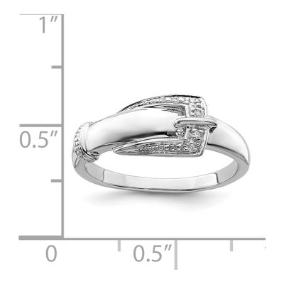 Sterling Silver Diamond Buckle Ring – view 5