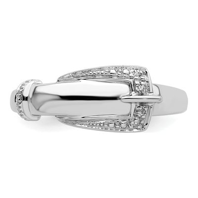 Sterling Silver Diamond Buckle Ring – view 6
