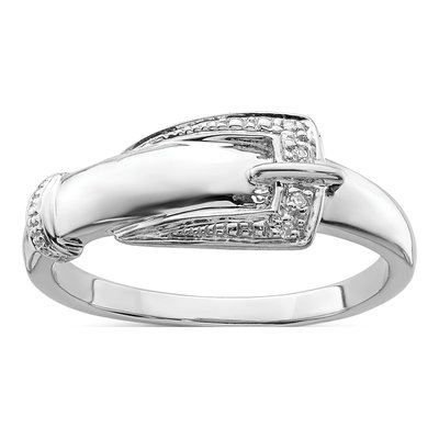 Sterling Silver Diamond Buckle Ring