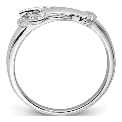 Sterling Silver Diamond Buckle Ring – view 3