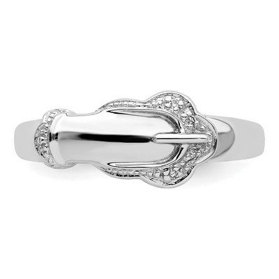 Sterling Silver Diamond Buckle Ring – view 6