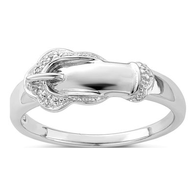 Sterling Silver Diamond Buckle Ring