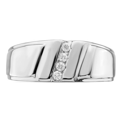 Men's Sterling Silver 1/10 ct tw Diamond Ring – view 6