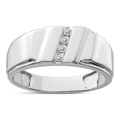 Men's Sterling Silver 1/10 ct tw Diamond Ring