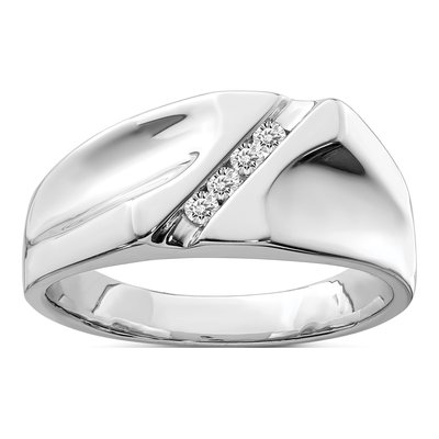 Men's Sterling Silver 1/8 ct tw Diamond Ring