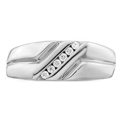 Men's Sterling Silver 1/7 ct tw Diamond Channel Ring – view 6