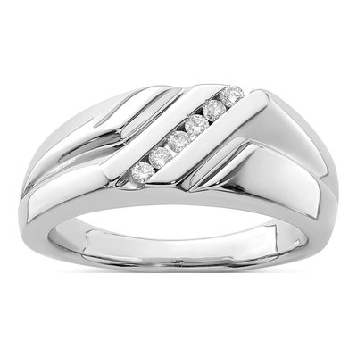 Men's Sterling Silver 1/7 ct tw Diamond Channel Ring